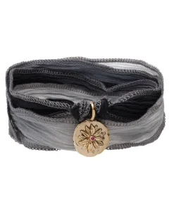 Bracelet En Soie Et Charm Peace & Health En Bronze Femme Bracelets