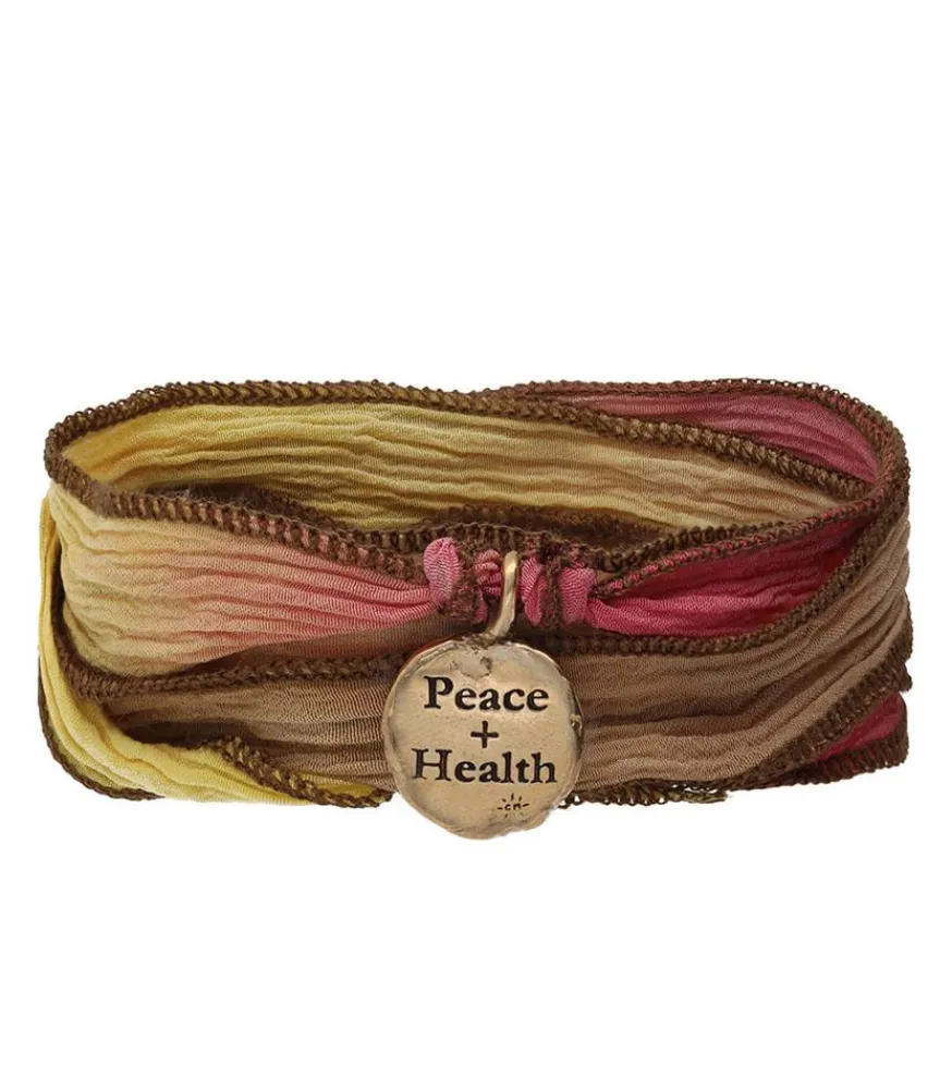 Bracelet En Soie Et Charm Peace & Health En Bronze Femme Bracelets