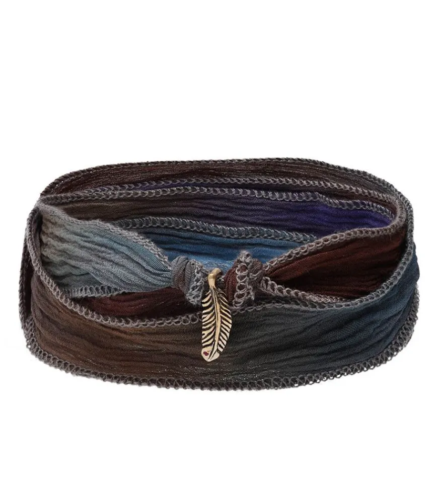 Bracelet En Soie Et Charm Petite Feather En Bronze Femme Bracelets