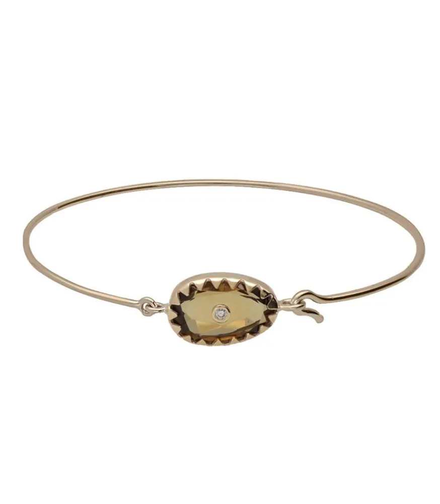 Sale Bracelet Jonc Or Jaune Orso Honey Quartz Femme Bracelets