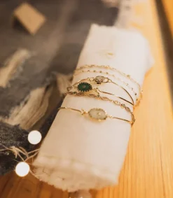 New Bracelet Jonc Or Jaune Orso Green Onyx Femme Bracelets