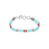 Bracelet Navajo 3 Rangs Turquoise/Corail Femme Bracelets