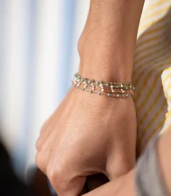 Discount Bracelet Or Jaune Et Perles De Resine Femme Bracelets