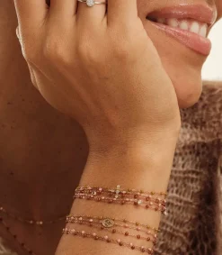 Sale Bracelet Or Rose Et Perles De Resine Femme Bracelets