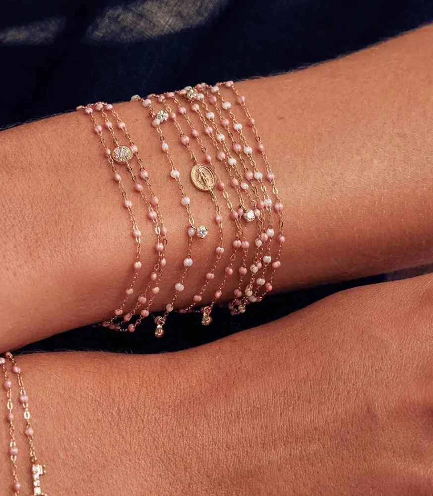 Sale Bracelet Or Rose Et Perles De Resine Femme Bracelets