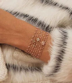 Sale Bracelet Or Rose Et Perles De Resine Femme Bracelets