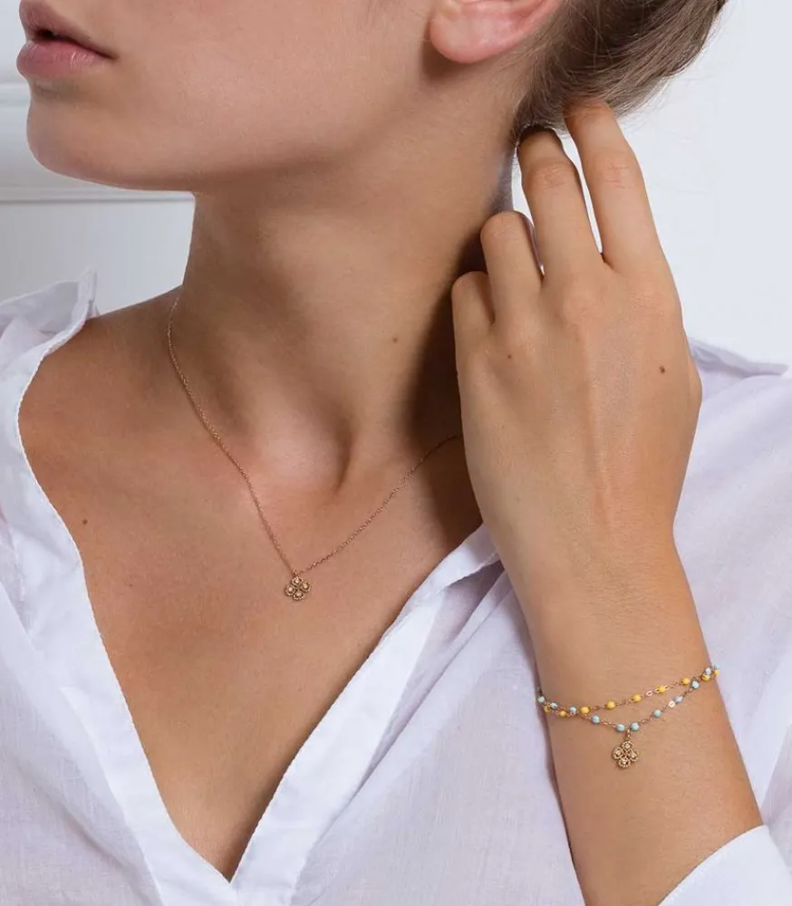 Sale Bracelet Or Rose Et Perles De Resine Femme Bracelets