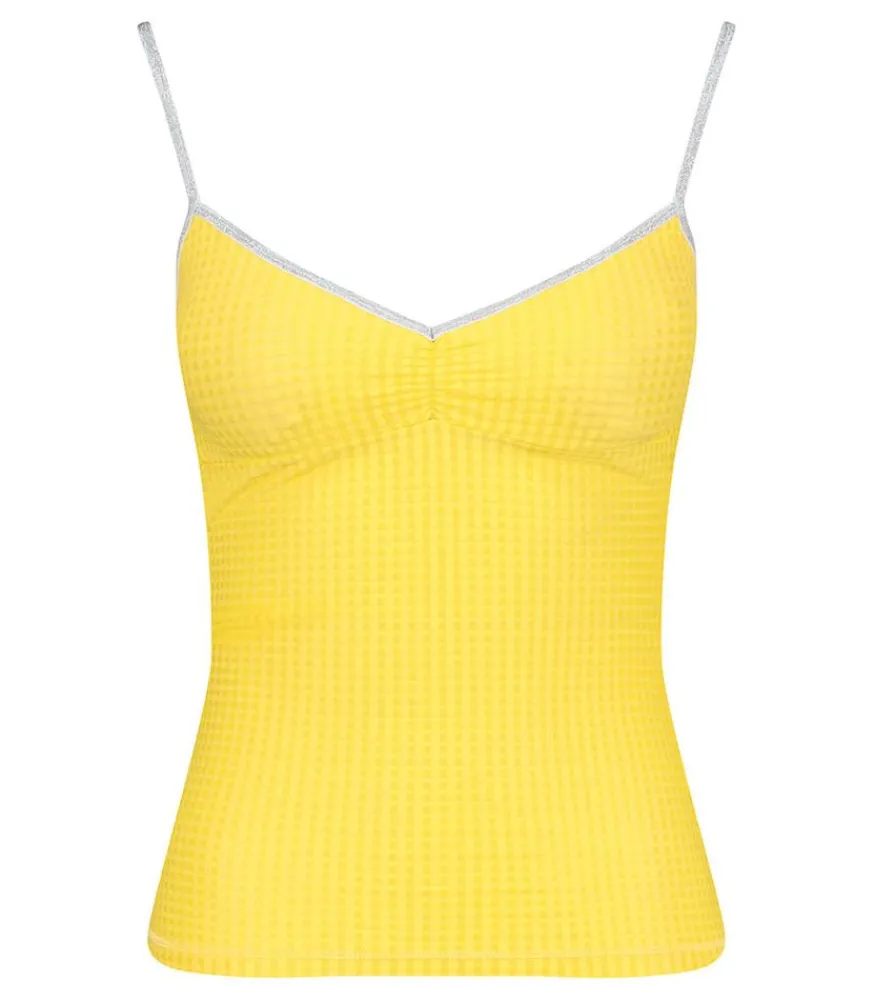 Clearance Caraco Georgia Yellow Vichy Femme Hauts