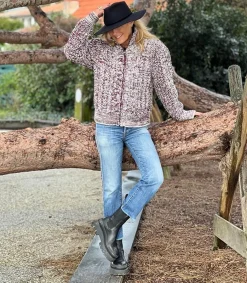 Hot Cardigan Romane Burgundy Femme Mailles & Sweats