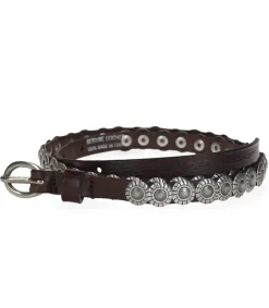 Best Ceinture En Cuir Tamponnee De Fleurs Marron X Jane De Boy Femme Ceintures