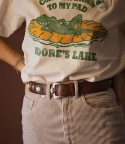 Clearance Ceinture En Cuir Tamponnee Pierres Marron X Jane De Boy Femme Ceintures