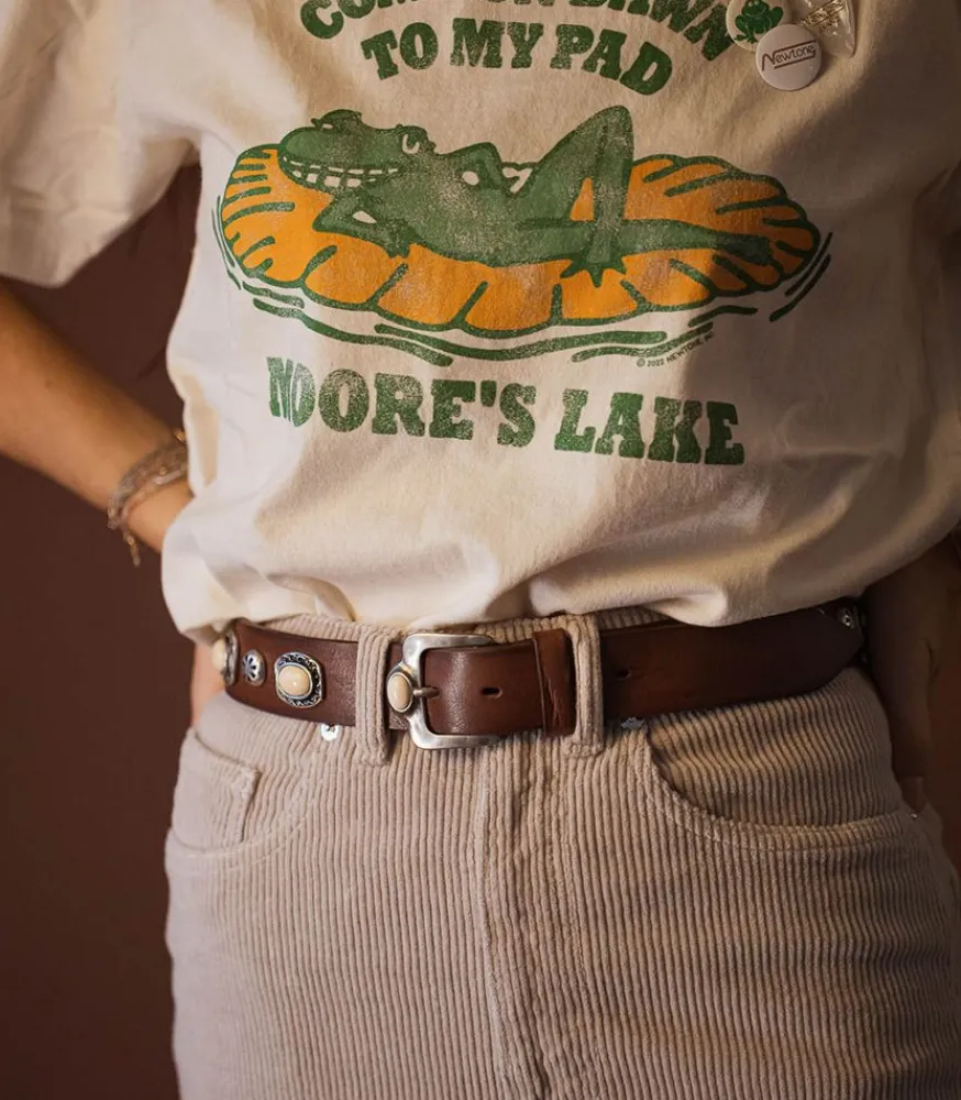 Clearance Ceinture En Cuir Tamponnee Pierres Marron X Jane De Boy Femme Ceintures