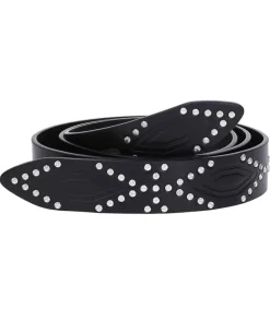 Online Ceinture Lecce En Cuir Noir Et Silver Femme Ceintures