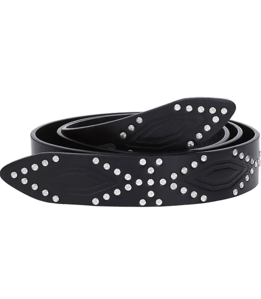Online Ceinture Lecce En Cuir Noir Et Silver Femme Ceintures