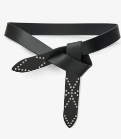 Online Ceinture Lecce En Cuir Noir Et Silver Femme Ceintures