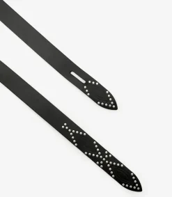 Online Ceinture Lecce En Cuir Noir Et Silver Femme Ceintures