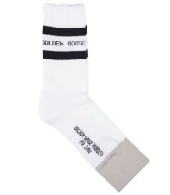 Outlet Chaussettes Hautes A Rayures Blanc/Noir Femme Lingerie