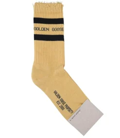 Outlet Chaussettes Hautes A Rayures Dark Sand/Noir Femme Lingerie