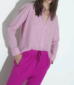 Hot Chemise Beau Rose Dawn Stripes Femme Hauts