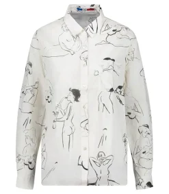 Hot Chemise Esquisse Noire Et Blanche Femme Hauts