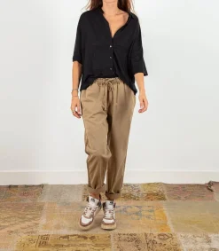 Sale Chemise Manches 3/4 Noir Femme Hauts