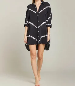 Online Chemise Oversize Mykonos Tie & Dye Black Navy Femme Hauts