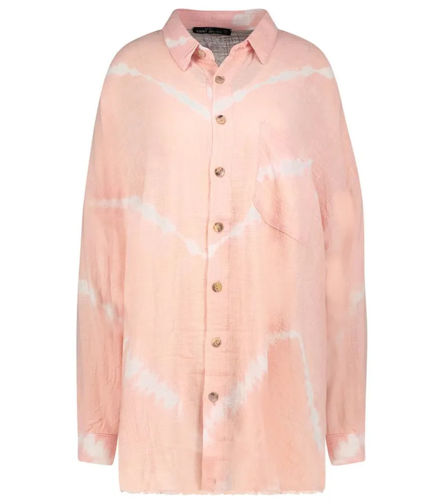 Best Chemise Oversize Mykonos Tie & Dye Powder Pink Femme Hauts