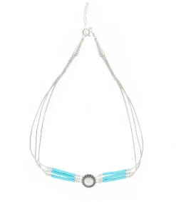 Online Chocker Liquid Silver Heishi 3 Rangs Femme Colliers