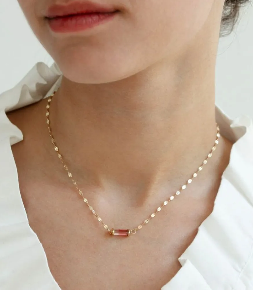 Outlet Collier Bess Tourmaline Rose Femme Colliers