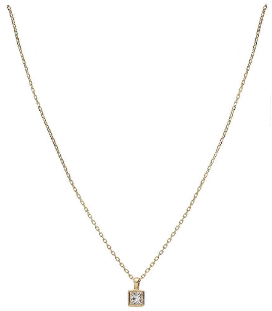 Best Collier Forcat Lime Avec Diamant Princesse Carre En Or Jaune Femme Colliers