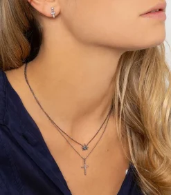 Best Collier Mini Feuille Des Merveilles Or Noir Et Diamants Femme Colliers