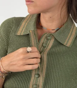 Clearance Collier Miyuki Perles Turquoise Et Orange Femme Colliers