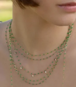 Clearance Collier Or Jaune Et Perles De Resine 42 Cm Femme Colliers