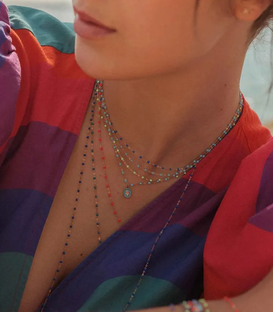 Clearance Collier Or Jaune Et Perles De Resine 42 Cm Femme Colliers