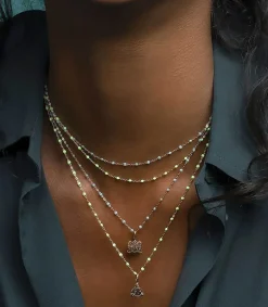 Clearance Collier Or Jaune Et Perles De Resine 42 Cm Femme Colliers