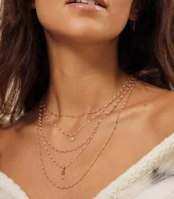 Clearance Collier Or Jaune Et Perles De Resine 42 Cm Femme Colliers