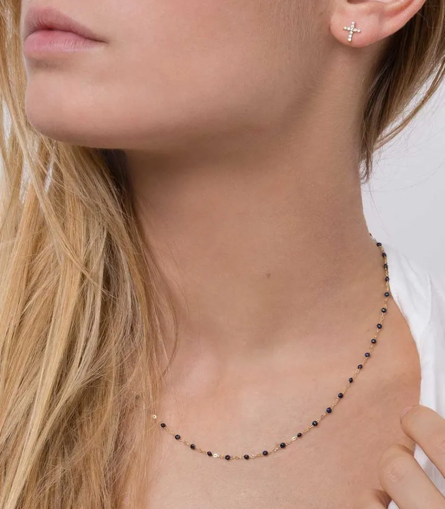 Clearance Collier Or Jaune Et Perles De Resine 42 Cm Femme Colliers