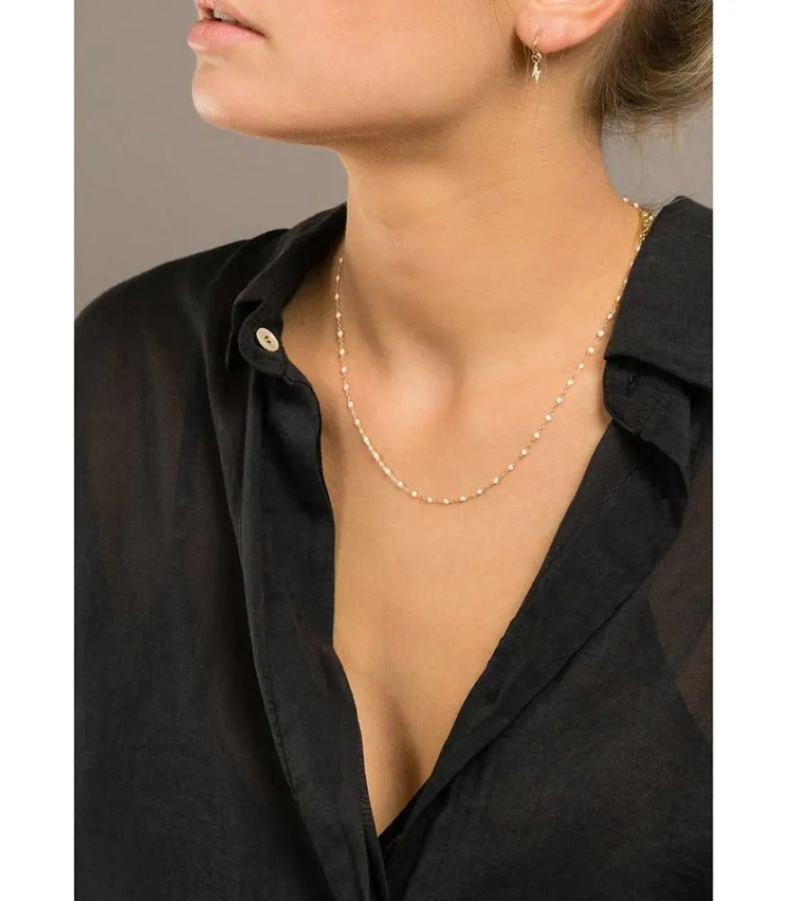 Clearance Collier Or Jaune Et Perles De Resine 42 Cm Femme Colliers