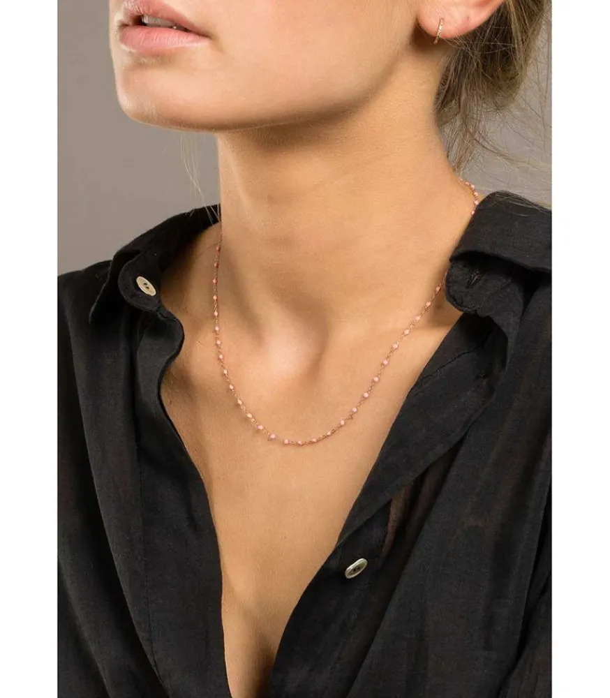 Clearance Collier Or Rose Et Perles De Resine 42 Cm Femme Colliers