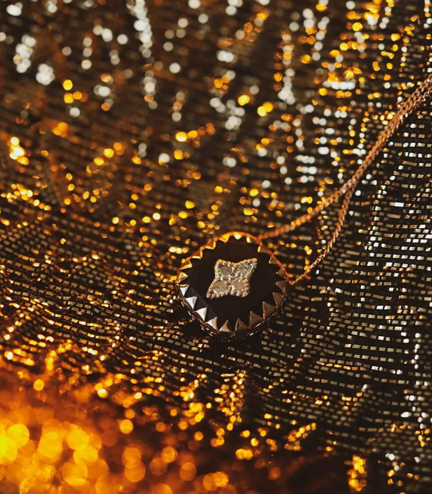 Hot Collier Pierrot N°2 Noir Et Diamants Femme Colliers