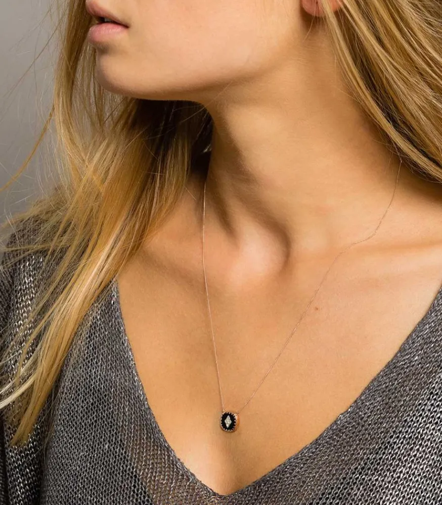 Hot Collier Pierrot N°2 Noir Et Diamants Femme Colliers
