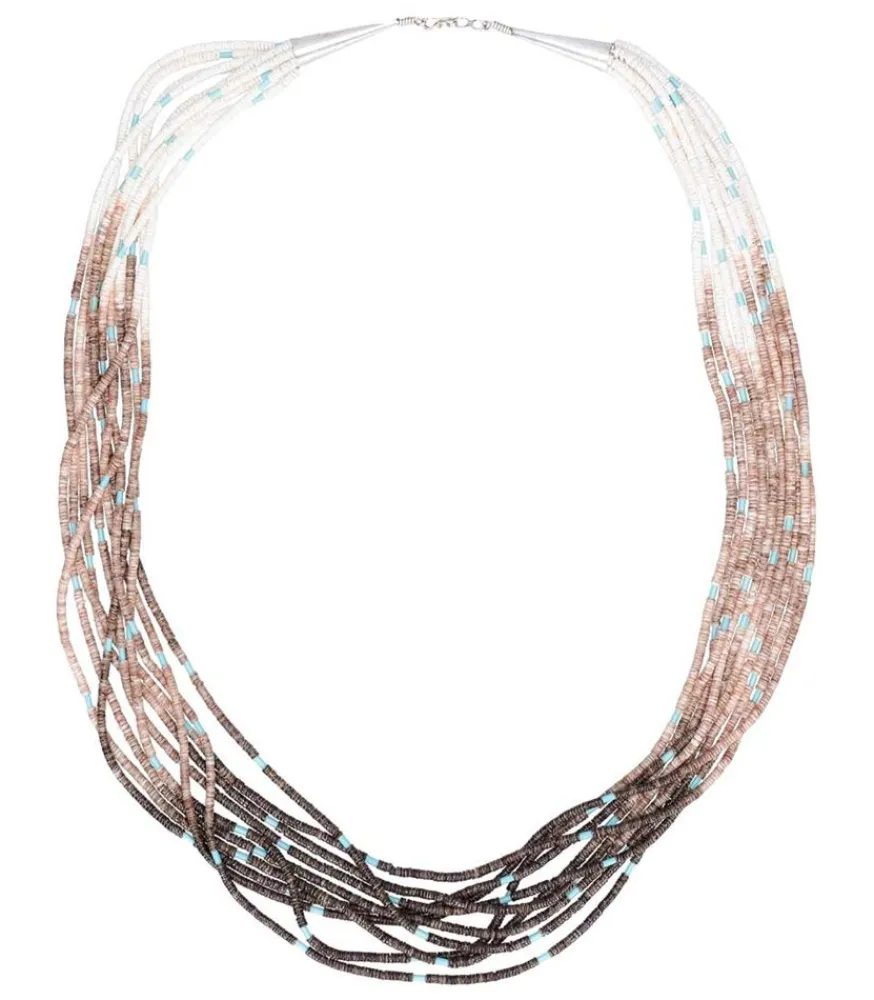 Hot Collier Tie & Dye Coquillages Et Turquoises Femme Colliers