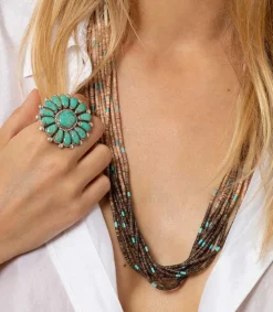 Hot Collier Tie & Dye Coquillages Et Turquoises Femme Colliers