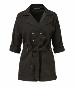 Sale Combishort Trench Coat Noire Femme Combinaisons