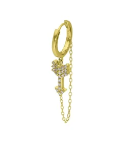 Sale Creole Chaine Fleche, Or Jaune Et Diamants Femme Boucles D'Oreilles