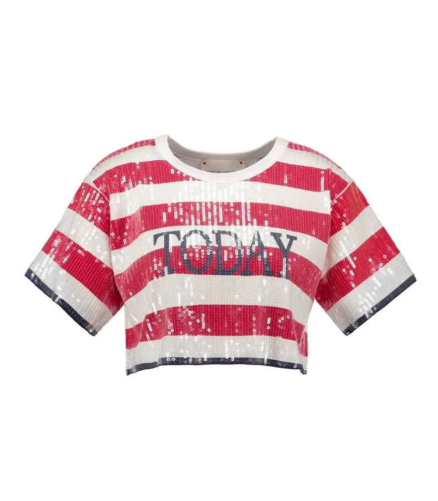 Discount Crop Top Sequins Today Femme Hauts