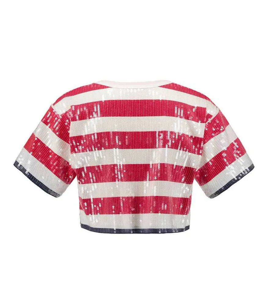 Discount Crop Top Sequins Today Femme Hauts