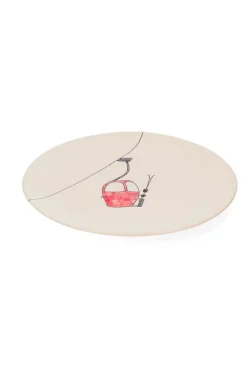 Outlet Grande Assiette En Ceramique "Telecabine Rouge" Assiettes & Plats