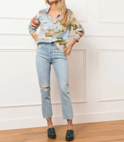 Clearance Jean High Rise Cropped Riley Femme Bas