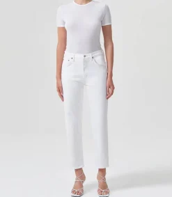 Jean Kye Mid Rise Straight Crop Stretch Femme Bas